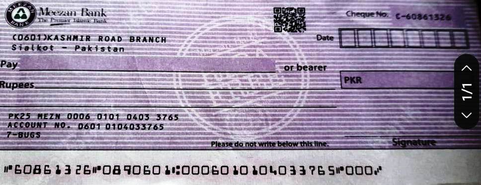 Cheque Image Meezan 2